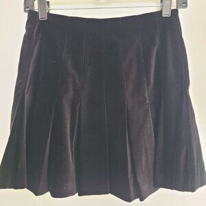 ALICE + OLIVIA Velvet Pleated Black Mini Skirt Size 0